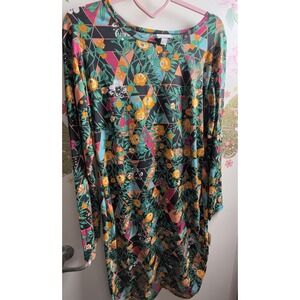 LuLaRoe Debbie Dress Floral Geometric Long Sleeve NWT Size L